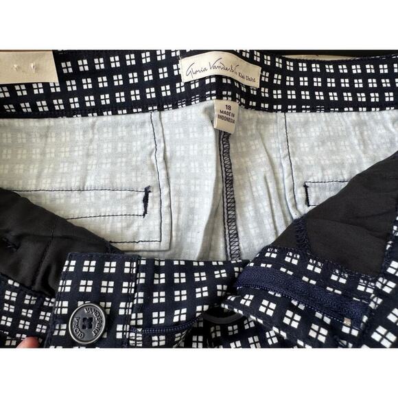 Gloria Vanderbilt Anita Belted Capri Pants Black White Size 18 - Picture 5 of 6
